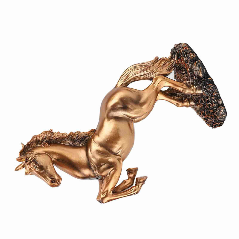 Tooarts Pferdeskulptur im europäischen Stil als klassische Dekoration aus Kunstharz und Metall in Gold und Weiß - Bild 4