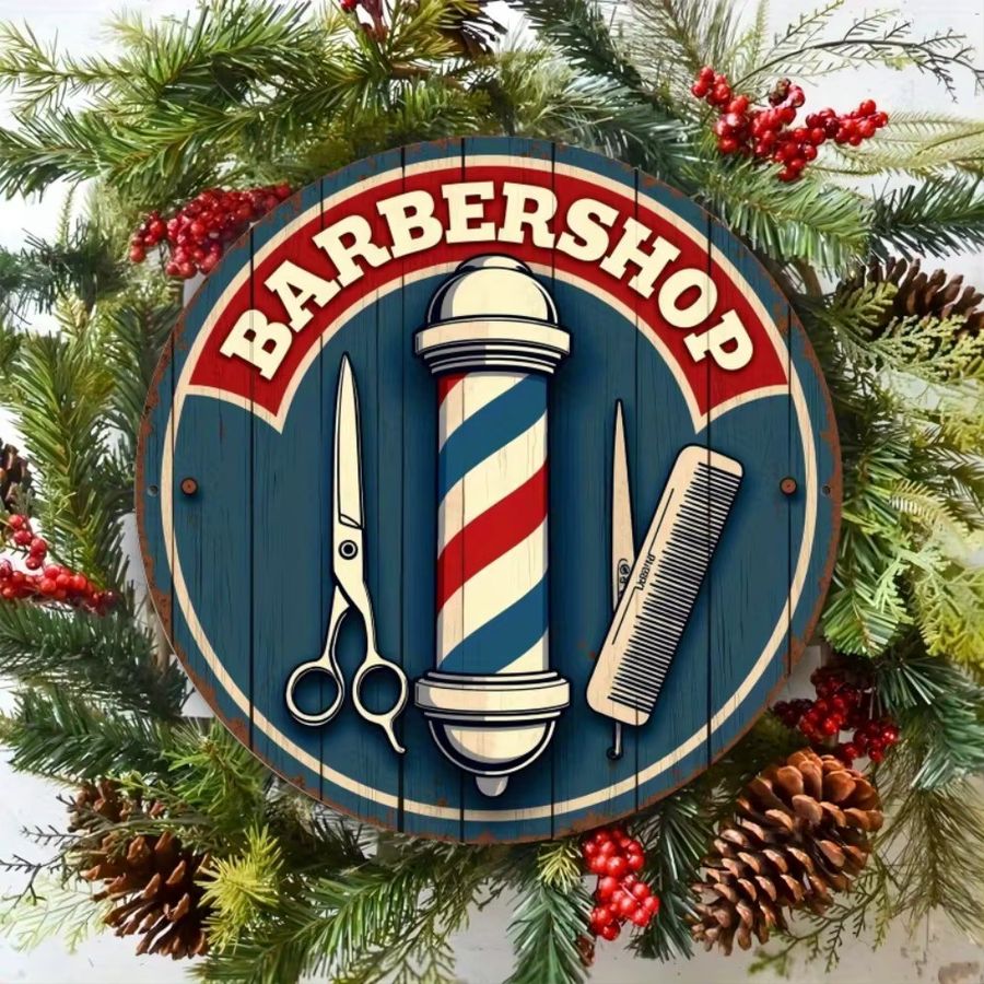 HELLOYOUNG Vintage Barbershop Metallwandkunst mit Schere, Stange und Kamm zur Wandmontage - Bild 2