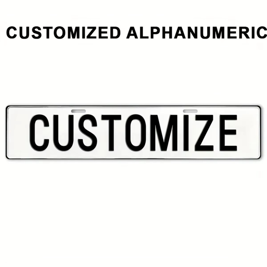 Personalisierbares Vintage-Nummernschild aus Metall von CIFBUY, dekoratives 2D-Flachschild für Wanddekoration in Schwarz und Weiß, Breite: 40 cm - Bild 2