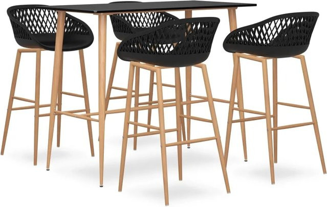 vidaXL 5-tlg. Bar-Set Schwarz Modell 16 mit Tisch und Stühlen für Bars, Pubs und Restaurants - Bild 1