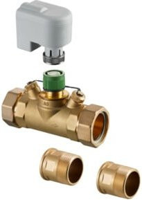 Oventrop Absperreinrichtung Regumaq X/ XZ-30/ X-80 aus Messing in Gold, gerade mit integriertem Ventil - Bild 1