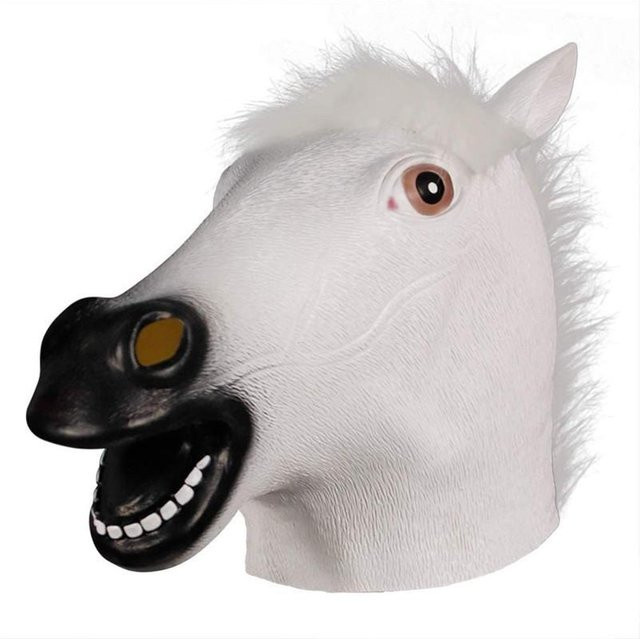 QuillQuest Einhorn Pferd Gesichtsmaske, Latex, Bunt / Mehrfarbig, Weiß - Bild 1
