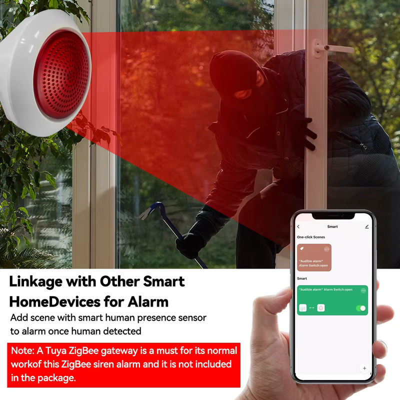 Meian Tuya Drahtlose Sirene mit 100dB Alarm für Smart Life APP und ZigBee 3.0 Gateway, Weiß - Bild 4