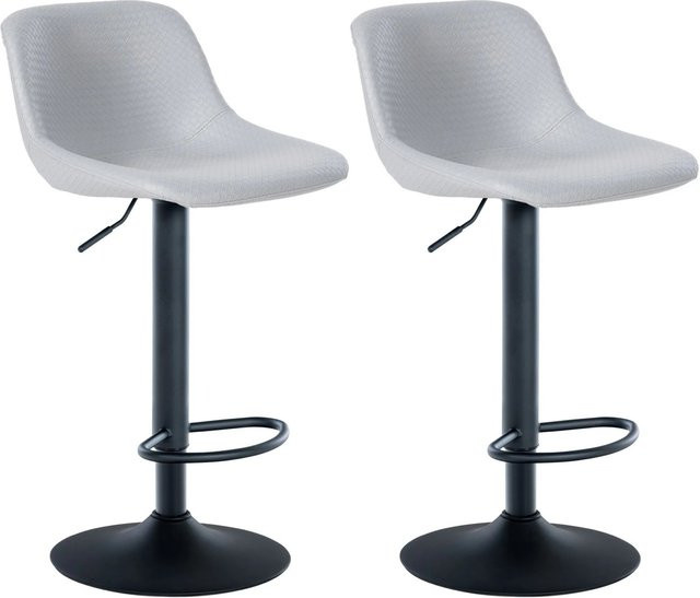 DELUKE 2er Set Barhocker HODOR in Grau aus Kunstleder, höhenverstellbar und drehbar mit Lehne, B/T/H: 43 x 49 x 79 cm - Bild 1