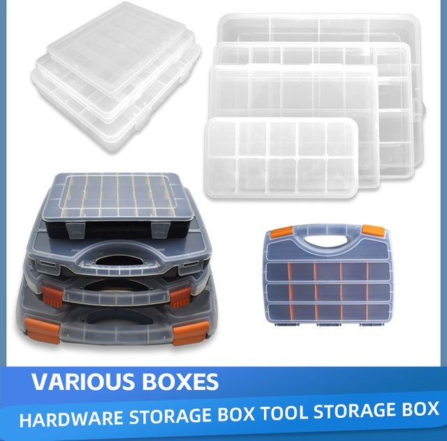 Transparenter Kunststoff Box Organizer mit einstellbaren Fächern zur Aufbewahrung von Schmuck, Knöpfen, Hardware und Werkzeug - Bild 1