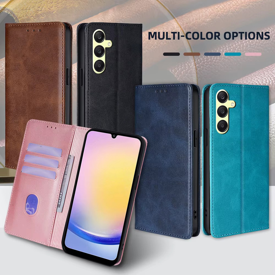 Business Leder Handyhülle für Samsung Galaxy A55 A35 A15 A25 A54 A34 A24 A14 A73 A53 Flip Cover mit Magnetverschluss und Standfunktion in Braun oder Blau - Bild 6