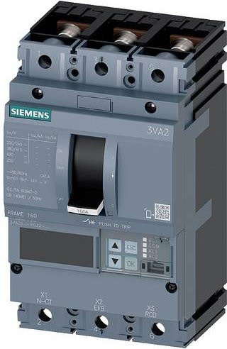 Siemens 3VA2110-5KQ32-0AA0 Leistungsschalter in Grau mit einem Einstellbereich von 40 - 100A und einer maximalen Schaltspannung von 690 V/AC - Bild 1