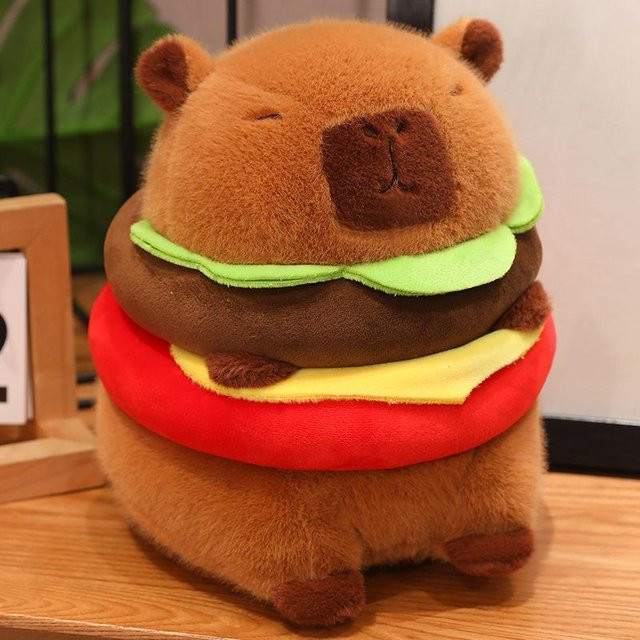 Yiran toy Hamburger Capybara Plüschtier, Kissen, 22cm - Bild 1