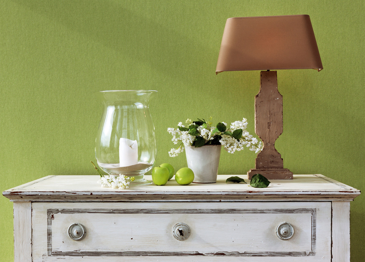 Flamant Wallpaper Lin Bambou Botanisches Design in Lime Green Non-Woven Dead Matt - Bild 1