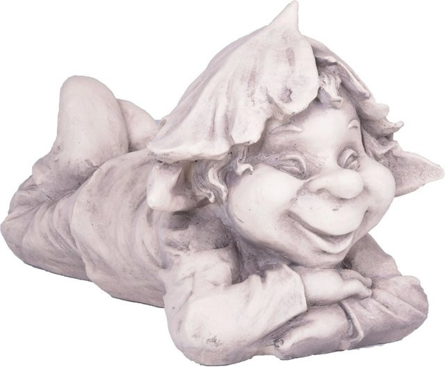 DELUKE Gartenfigur Noah Troll aus Fiberglas in Weiß, Gartendeko für Outdoor, B/T/H: 25 x 23 x 43 cm - Bild 1