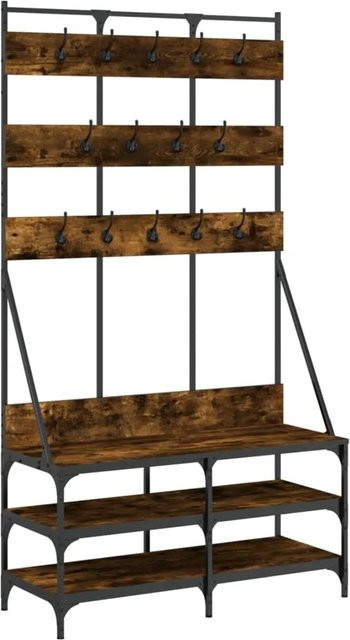 vidaXL Kleiderständer mit Schuhablage in Räuchereiche, B/T/H: 100 x 40 x 184 cm - Bild 1