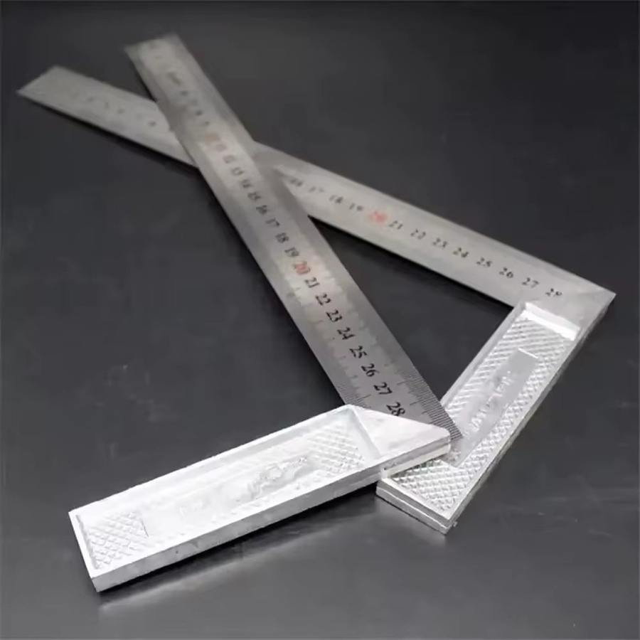 Quadratisches Lineal aus Aluminium mit Edelstahlskala und rechtem Messwinkel, Silber, Breite: 30 cm - Bild 5