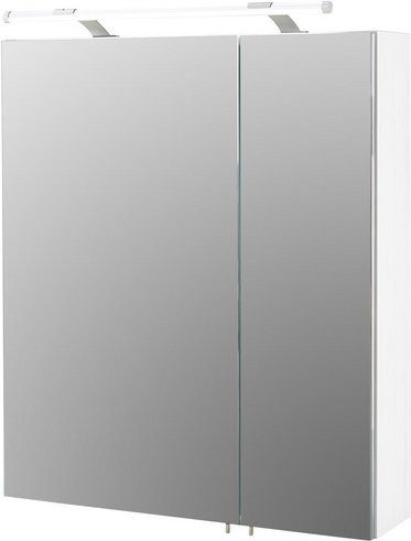 Schildmeyer Spiegelschrank Dorina, 2-türig mit LED-Beleuchtung, Weiß, B/T/H: 60 x 15,8 x 60 cm - Bild 1