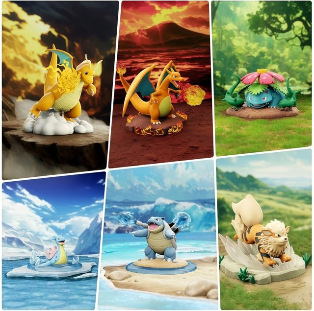 Pokémon Decisive Battle Series Charizard Venusaur Blastoise Lapras, Actionfiguren, PVC-Statue - Bild 1
