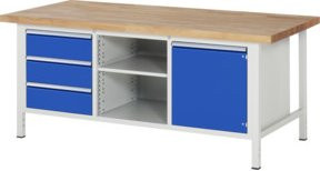Rau Werkbank Serie 8563 mit 3 Schubladen und 1 Tür, B/T/H: 200 x 90 x 84 cm - Bild 1