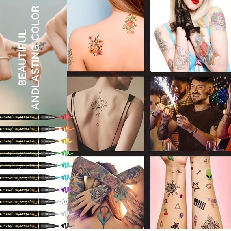 Temporärer Tattoo-Stift, 10 Farben, Set - Bild 6