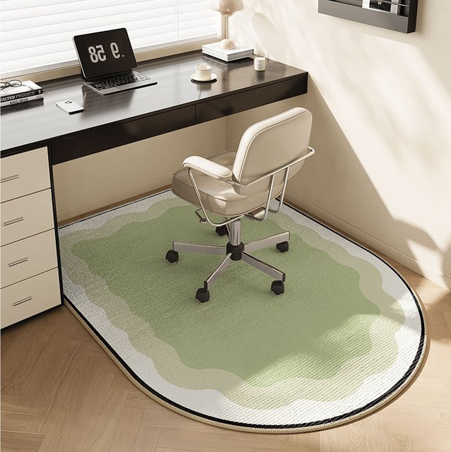 VIKAMA Computerstuhl-Bodenmatte in Grün, ovale und rutschfeste Matte für Schlafzimmer und Arbeitstisch, B/T: 120 x 60 cm - Bild 1