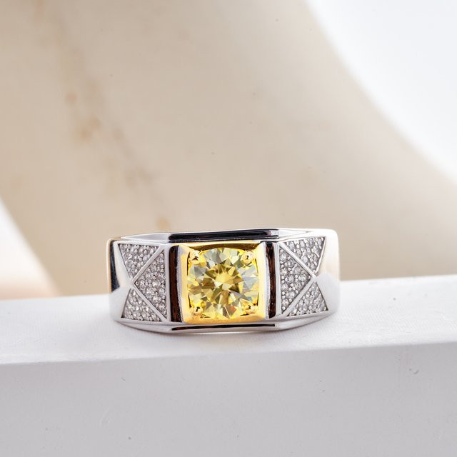 BIJOX STORY Ring, 925 Silber, Moissanite, Zitronengelb, Unisex - Bild 1
