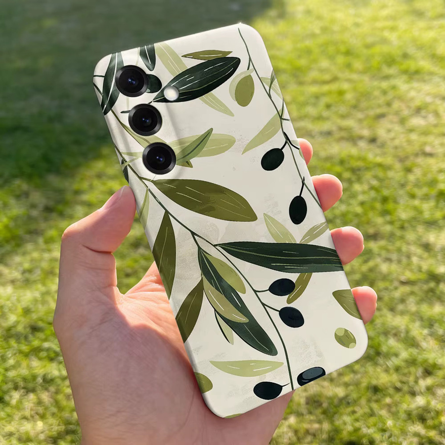 Stoßfeste Handyhülle mit Blattmuster für Samsung Galaxy S26 S25 S24 S23 S22 Plus S21 Ultra Edge FE aus Hart-PC, Mehrfarbig - Bild 3