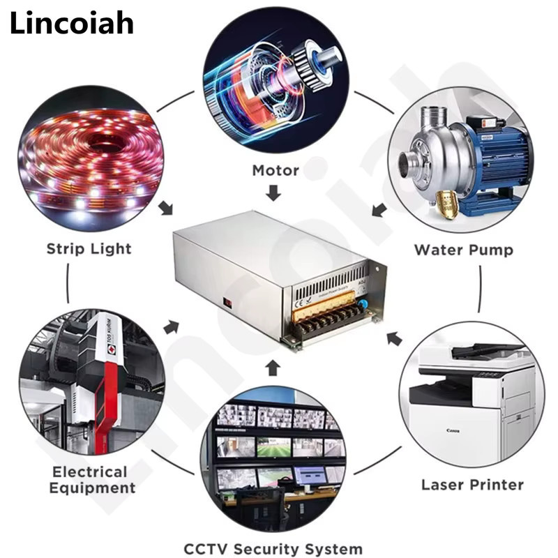Lincoiah Einstellbarer DC Netzteil Transformator 1200W SMPS für LED Streifen, Motor und CCTV, Farbe: Silber - Bild 2
