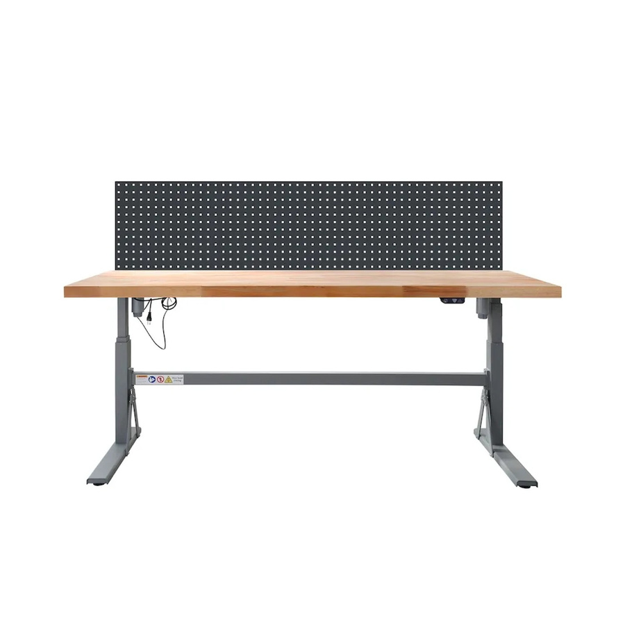 PROREGAL Werkbank Giant Rhino höhenverstellbar mit Lochplatte, Farbe: Anthrazitgrau und Staubgrau, H x B x T: 70 bis 117 x 200 x 75 cm - Bild 2