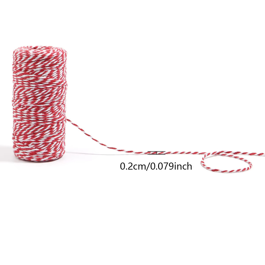 Buntes zweifarbiges Twist-Baumwollseil für DIY-Dekoration, 100 m Rolle, Farben: Grün und Weiß - Bild 2