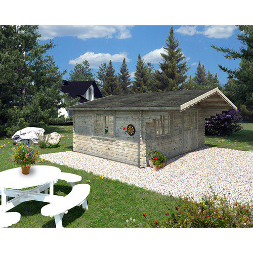 PALMAKO Blockbohlenhaus Sally aus Holz in Grau, B/H/T: 577 x 267 x 390 cm - Bild 2