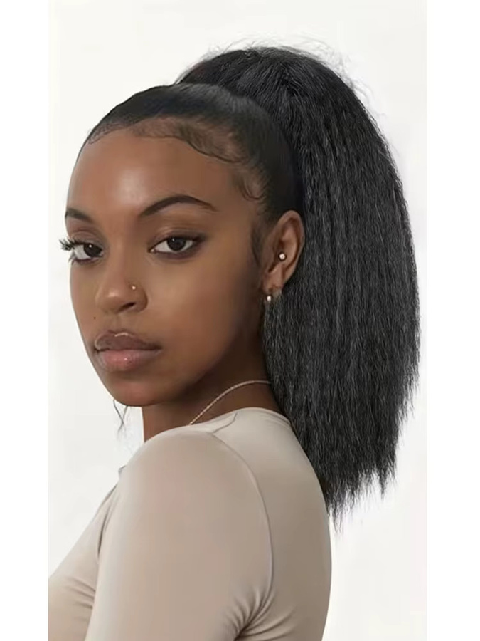 Synthetische kurze Yaki Haarverlängerung Pferdeschwanz, Schwarz, Damen - Bild 7