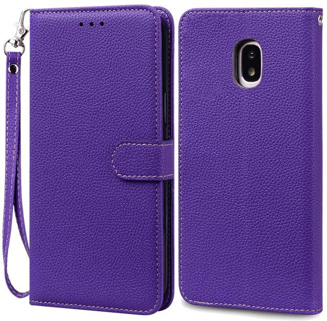 Samsung Galaxy J7 2017 Silikonhülle als Leder Klapp-Brieftasche in Lila für SM-J730F und J730F - Bild 1