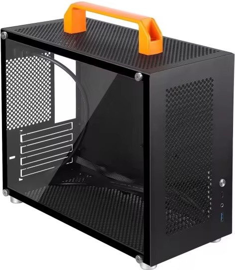 T.F.SKYWINDINTL M-ATX Mini-Tower Gaming-PC-Gehäuse in Schwarz mit Griff und USB-C Unterstützung - Bild 1