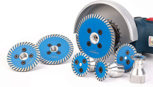PANFREET Mini-Diamantsägeblatt Turbo-Trennscheibe mit M14-Gewinde und abnehmbarem Flansch für Granit, Marmor, Stein und Beton, Durchmesser: 25-90 mm - Bild 1