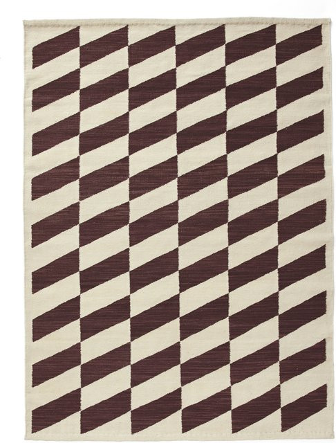 HAY Shift Kelim Teppich aus Wolle mit geometrischem Design in Rot, Blau und Schwarz, Rechteckig - Bild 1