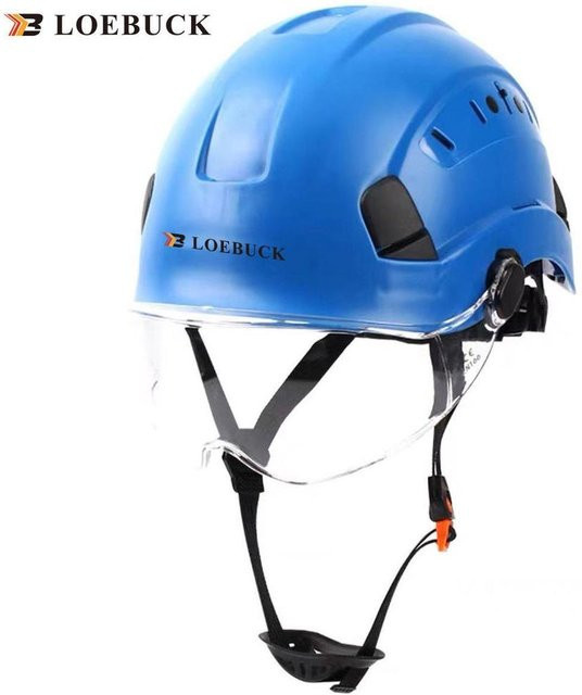 Schutzhelm Leader Supervisor von LOEBUCK aus ABS mit integrierter Schutzbrille, Blau und Weiß - Bild 1