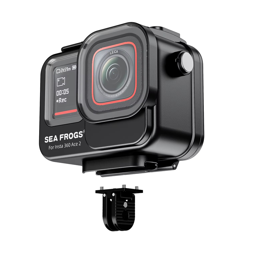 Seafrogs Wasserdichtes Aluminiumlegierung Tauchgehäuse für Insta360 ACE Pro 2 und 360 in Schwarz, 60m wasserdicht, kompatibel mit Videoleuchten und Griffen - Bild 2