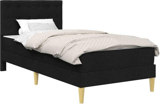 vidaXL Bettgestell mit Matratze und Kopfteil in Schwarz, B/H: 90 x 200 cm, gepolstert aus Stoff - Bild 1