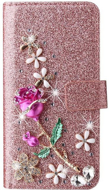 Glitzer Lederhülle mit Geldbörsenfunktion für iPhone, Farbe: Pink - Bild 1