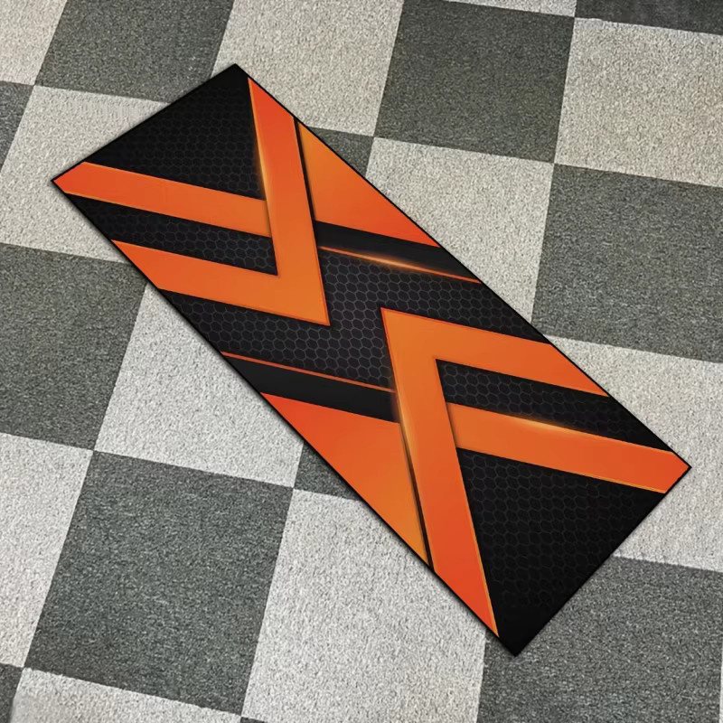 VIKAMA Sport Motorradmatte in Schwarz-Orange, rutschfeste Parkmatte für Bodenschutz und Dekoration - Bild 4