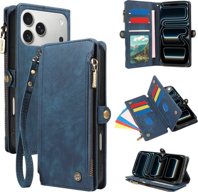 Magnetische PU-Leder Handyhülle für Samsung Galaxy S26 S25 S24 S23 S21 S20 FE Plus mit Kartenfächern und RFID-Schutz als Brieftaschen-Cover in Schwarz oder Blau - Bild 1
