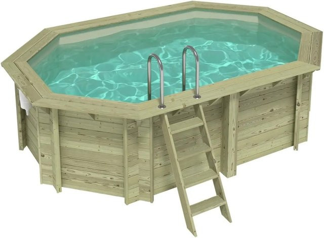 ALTANKA Holzpool Nemo achteckig erweitert in Sandfarben auf Rahmen B: 430 cm, T: 430 cm, H: 118 cm - Bild 1