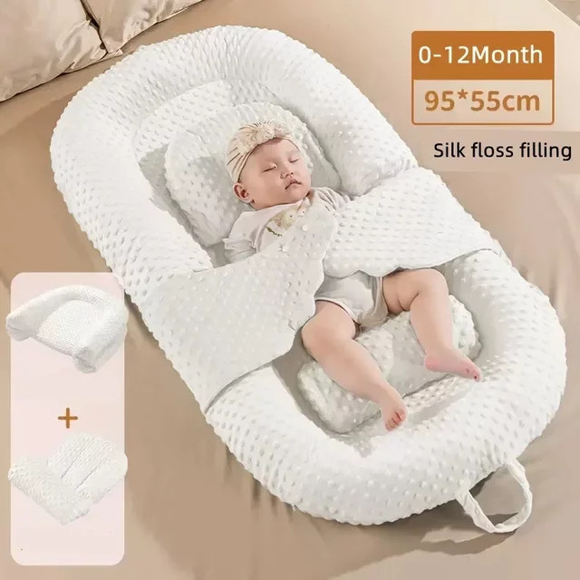 Tragbares Baby Kissen für Neugeborene 0-12 Monate in Weiß oder Blau mit ergonomischer Konturform zur Unterstützung beim Schlafen und Füttern - Bild 1