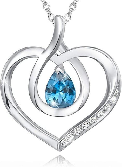 YIRAN Jewelry Anhänger, Himmelblau Zirkonia, Kupfer, Weiß, Damen, 45cm - Bild 1