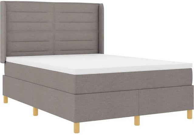 vidaXL Boxspringbett mit Matratze und Schubladen in Taupe, B/T/H: 140 x 200 x 147 cm - Bild 1