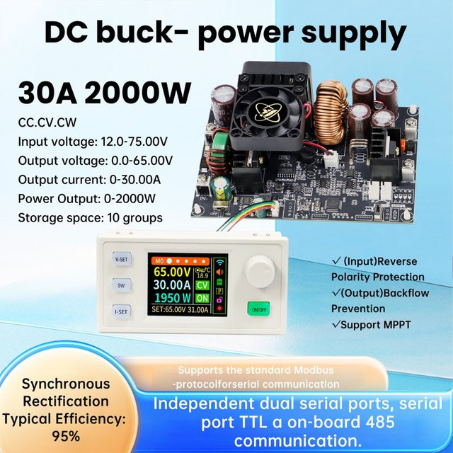 Gaqqee Digitales DC Step-Down-Netzteil XY6530S/XY6550S mit 2000W bis 3250W Konstantspannung und Konstantstrom sowie LED-Display - Bild 1