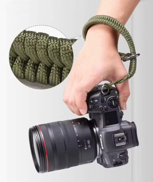 RG Kameragurt als Kamera-Handschlaufe und Handgriff aus grünem geflochtenem Paracord für Canon, Pentax und Panasonic DSLR Kameras - Bild 3