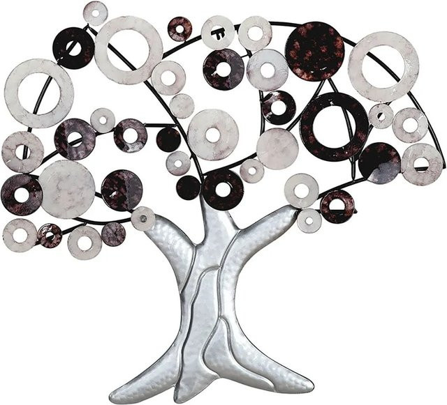 Gilde Wandrelief aus Metall in Silber, Modernes Abstract Nature Design, Breite: 79 cm, Höhe: 89 cm - Bild 1
