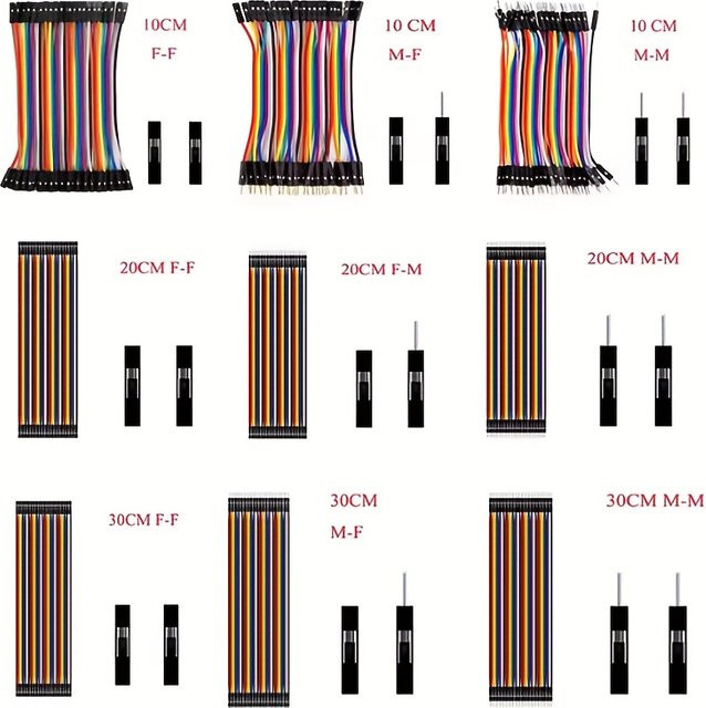 AOKIN Dupont Kabel Jumper Wire Kit 40-Pin Stecker-Buchse 24AWG Mehrfarbig für DIY Breadboard - Bild 1