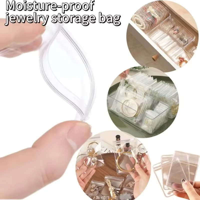 Transparente PVC Schmuck-Organizer-Beutel zur Anti-Oxidations-Aufbewahrung für Ohrringe, Anhänger, Halsketten und Armbänder - Bild 2
