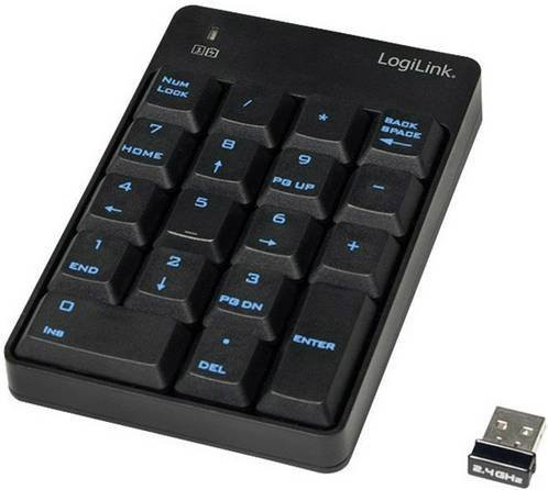 LogiLink ID0120 Funk Nummernblock Schwarz mit USB-A Anschluss - Bild 1