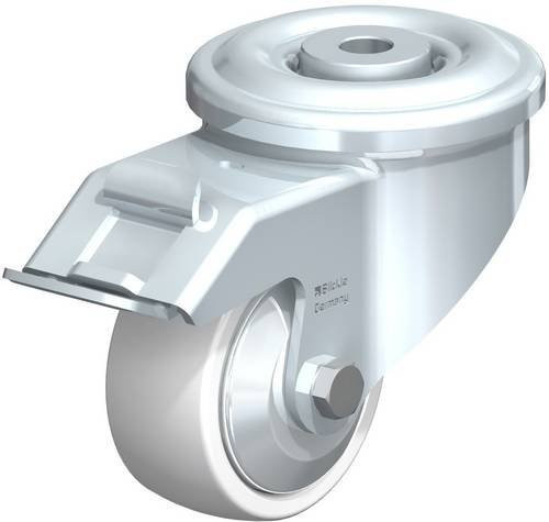 Blickle Lenkrolle LKR-SPO 75G-FI-FA mit Feststeller in Silber und Weiß, Rad-Durchmesser: 75 mm, Tragfähigkeit: 300 kg - Bild 1