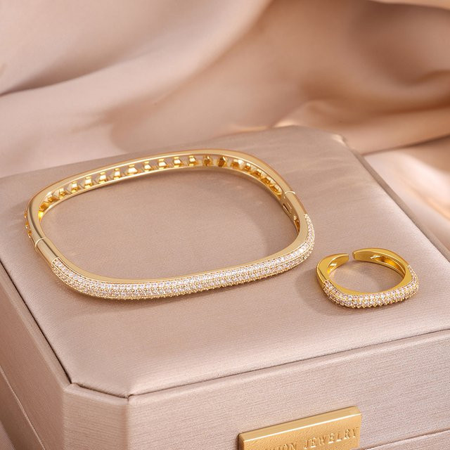 ZAKOL Armband-Ring-Set, Zirkonia, Gold, Damen - Bild 1
